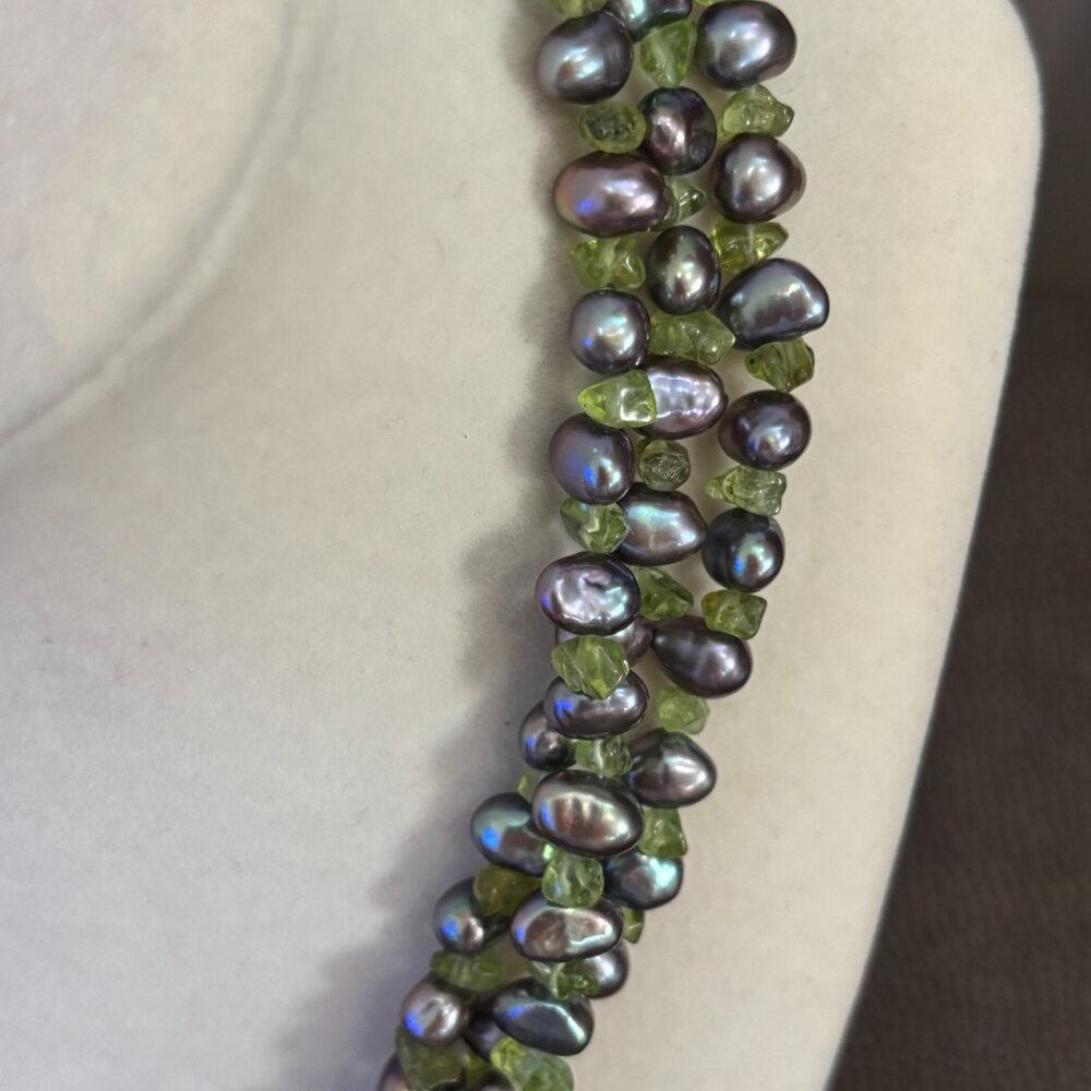 Ross Simons 3 Strand Black Cultured Pearl, Amethyst/Assorted Stone Necklace - Picture 7 of 13